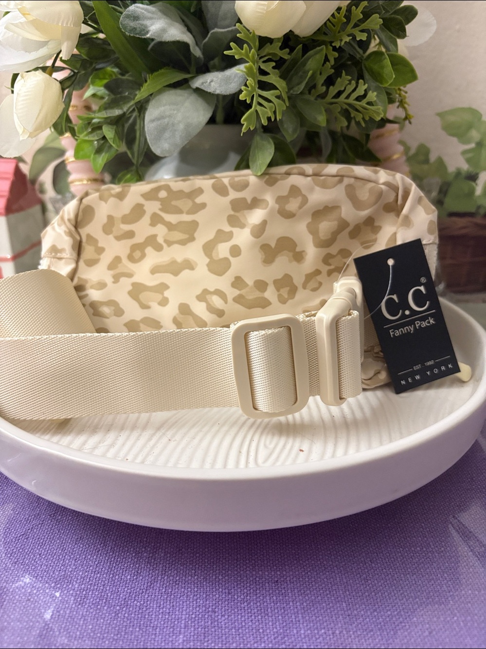 C.C Beige Leopard Print Fanny pack / crossbody - Picture 2 of 2